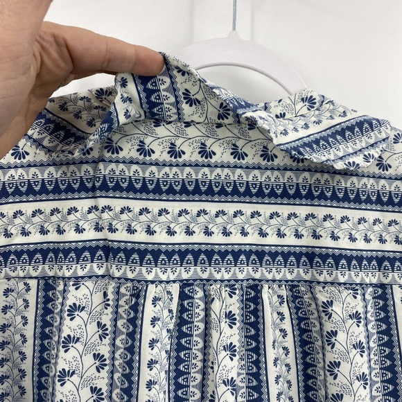 Blue and White Patterned Women's Top - Picture 7 of 10